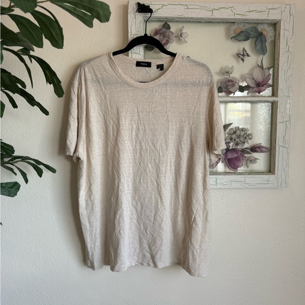 Theory Women’s Short Sleeve Crewneck Tee in Beige Size XXL